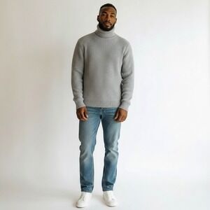 7 Diamonds Twin City Ribbed Turtleneck Sweater Grey SWM-8698 XL New